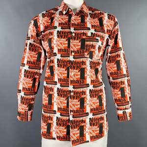 COMME des GARCONS SHIRT Red Black White Print Cotton Long Sleeve Shirt